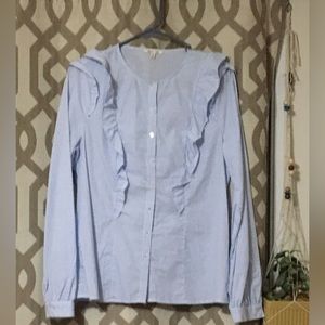 Bleuh Ceil Ruffle button up dress shirt.